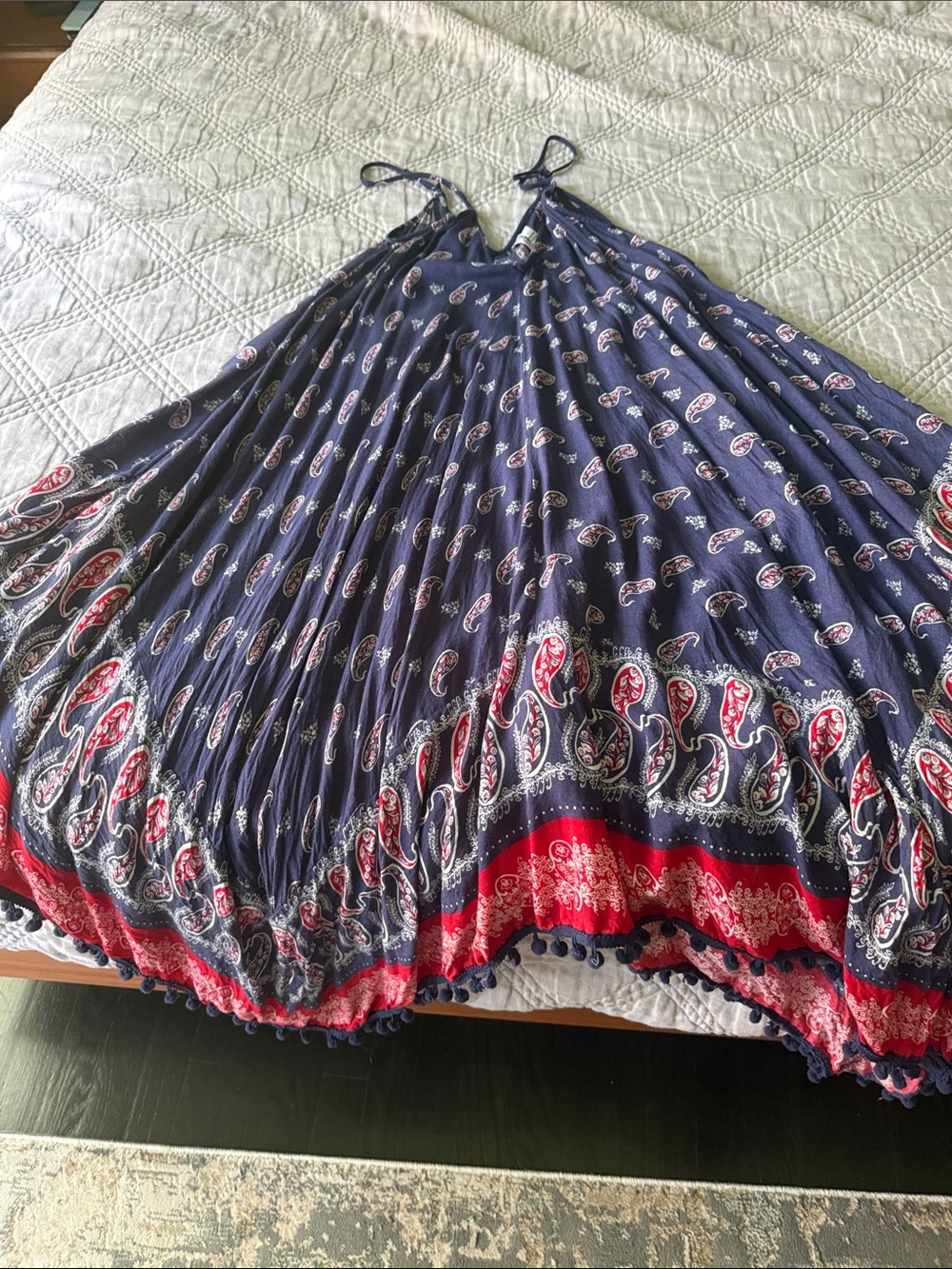 Navy and Red Paisley Beach Cover